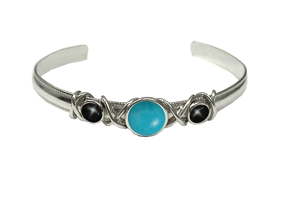 Sterling Silver Hand Made Cuff Bracelet With Turquoise and